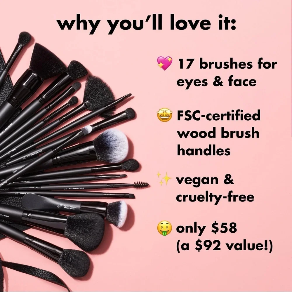Elf-Ultimate Makeup Brush Set & Travel Roll